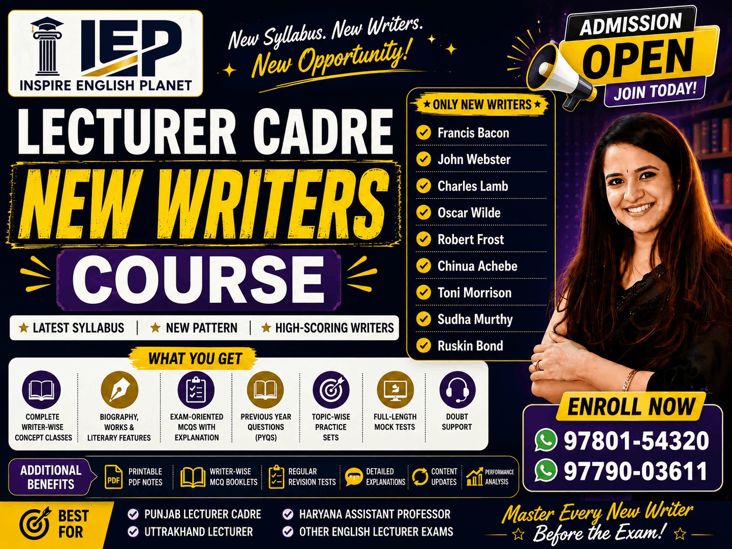 (NEW WRITERS only COURSE) LECTURER CADRE ENGLISH